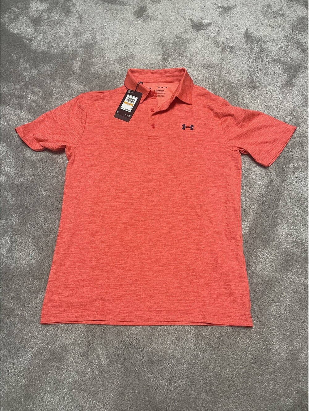 Under Armour Playoff Polo Shirt Mens Small Coral Red Heather Golf NEW